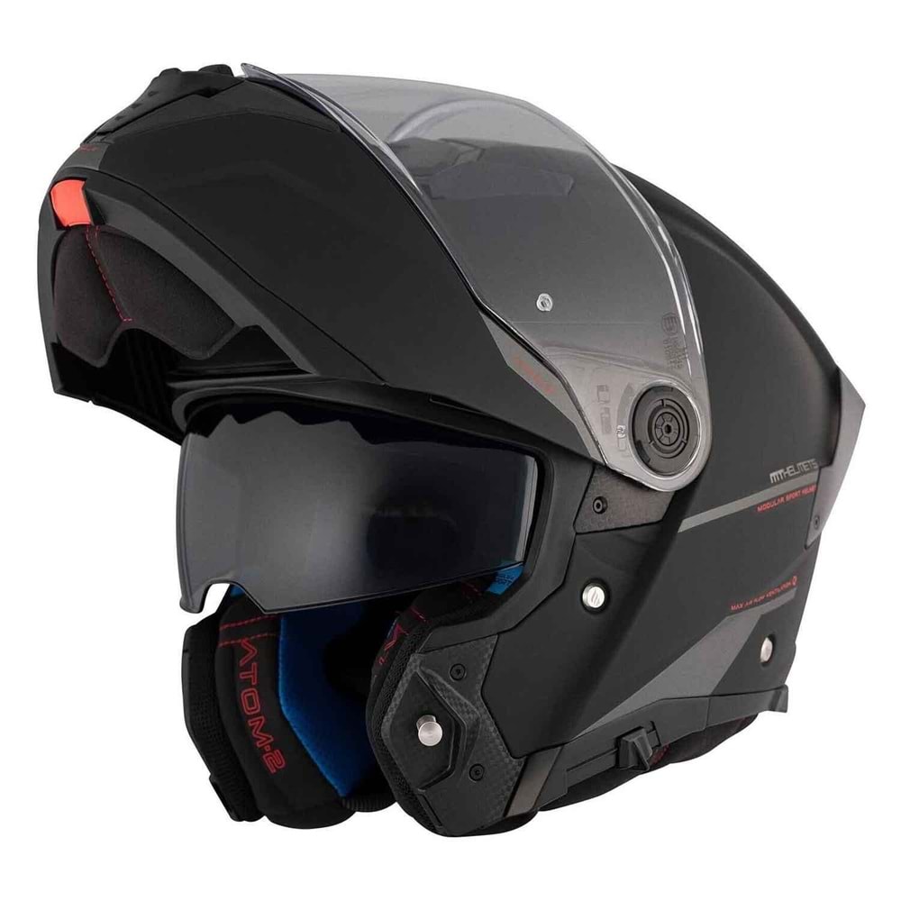 Mt Atom 2 Sv Solid A1 Mat Çene Açılır Kask MAT SİYAH
