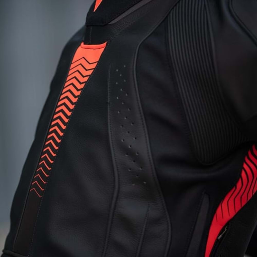 Dainese Super Speed 4 Black Matt Fluo Red Deri Ceket