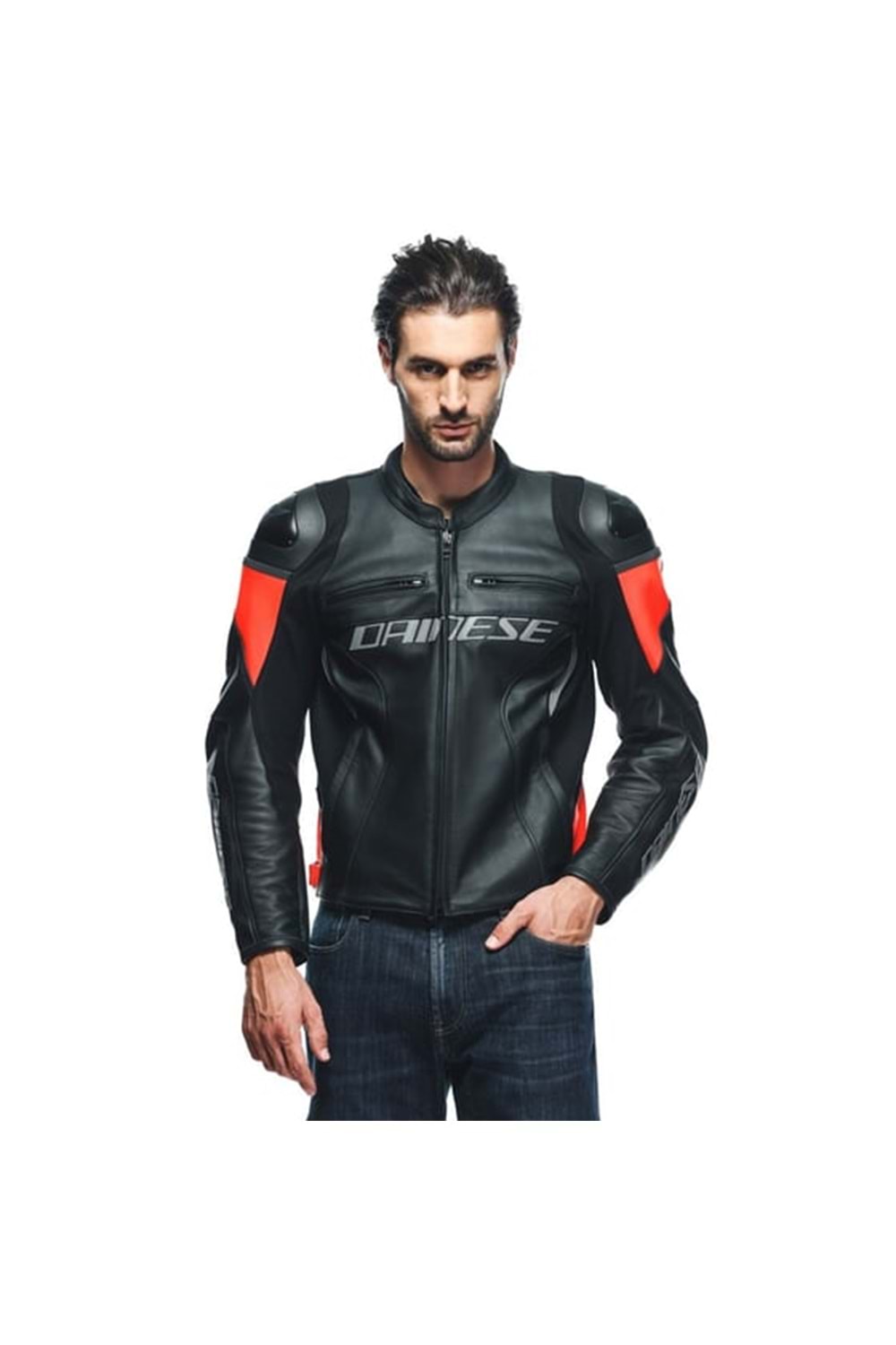 Dainese Racing 4 Black Fluo Red Deri Mont
