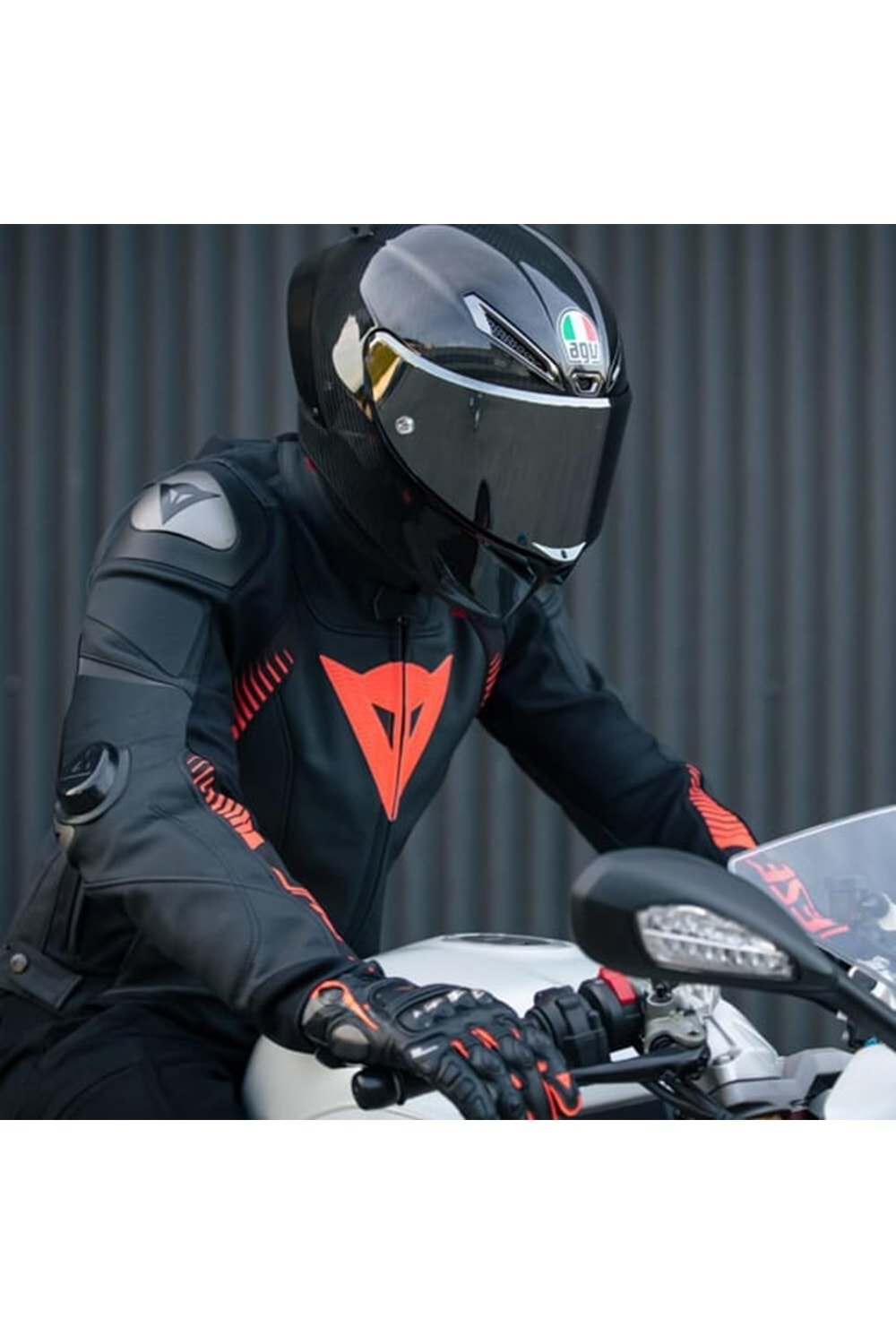 Dainese Super Speed 4 Black Matt Fluo Red Deri Ceket