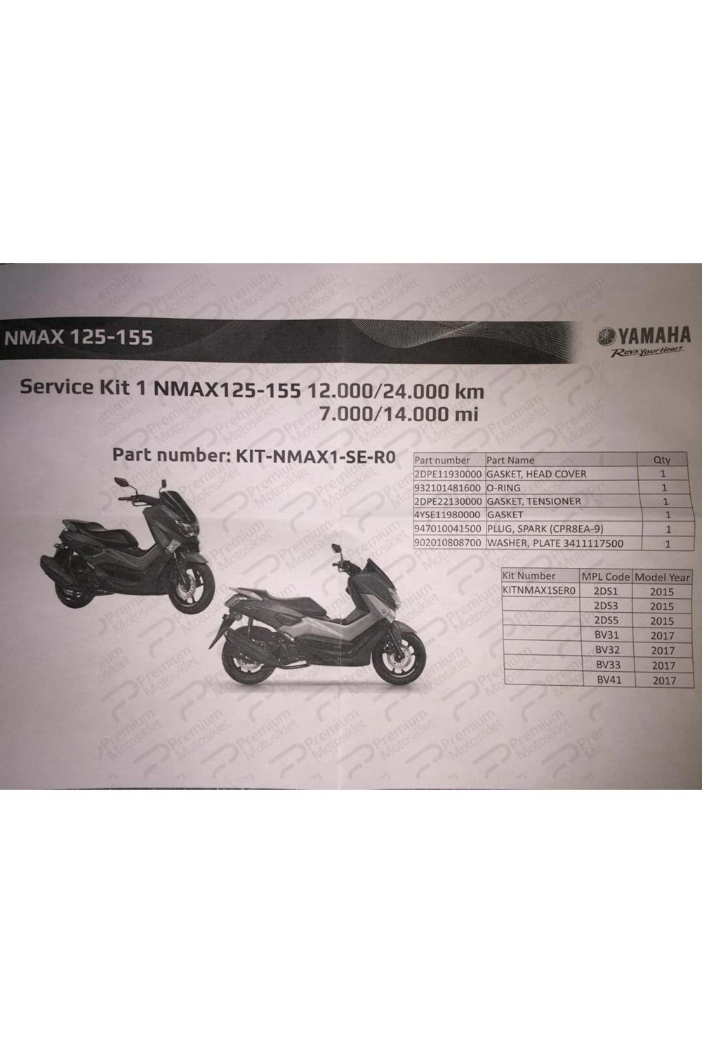 Nmax 125/155 Servis Kit 1 (12000-24000 KM)