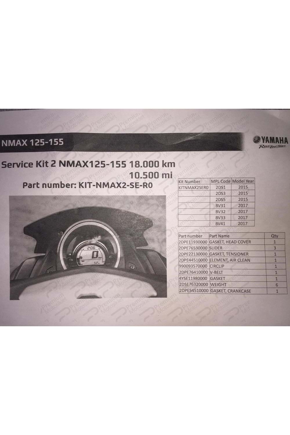 Nmax 125 Bakım Kiti 18.000 KM (2015-2020)