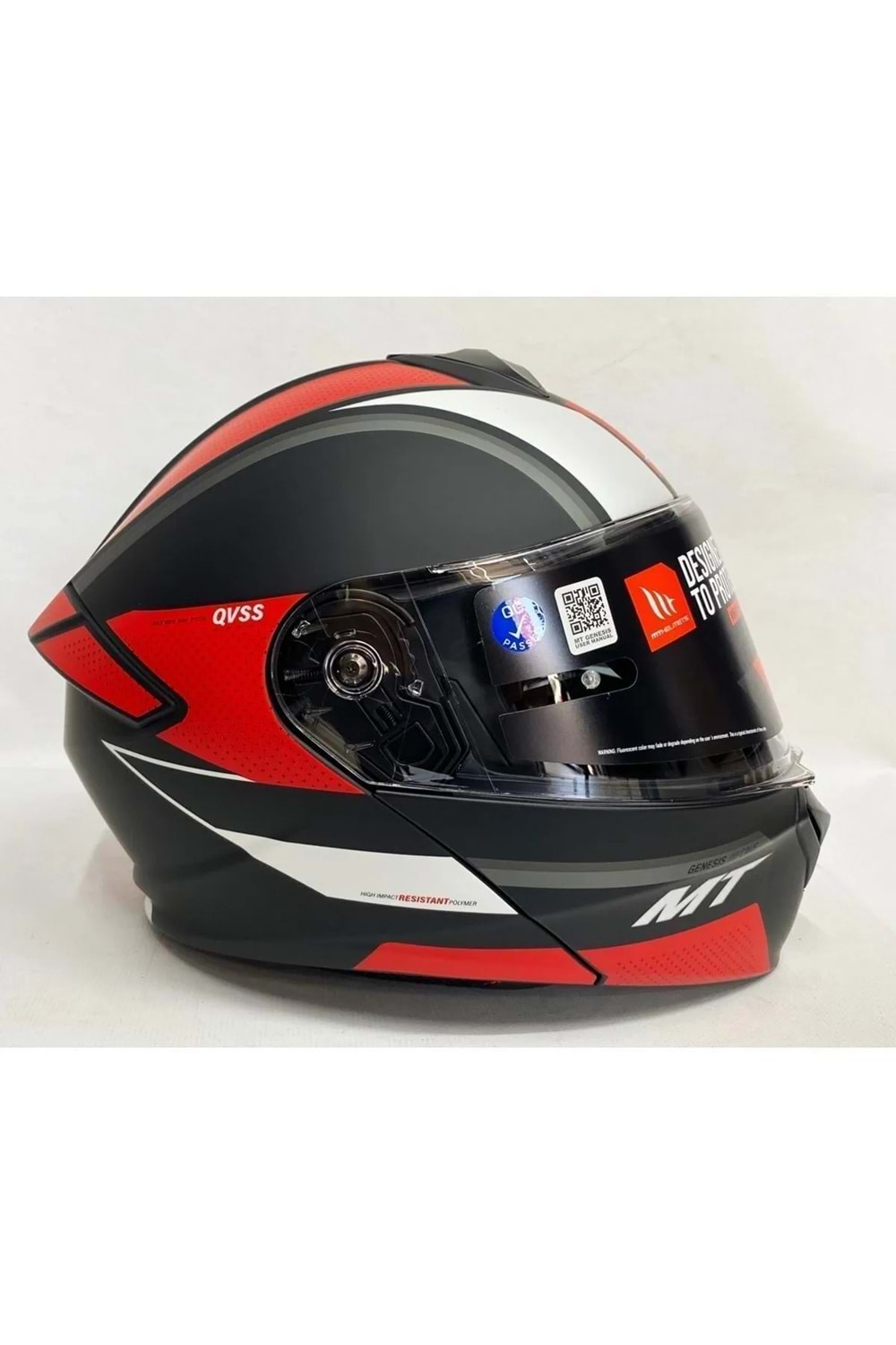 MT Genesis Cave A5 Mat Kırmızı Siyah Çene Açılır Kask