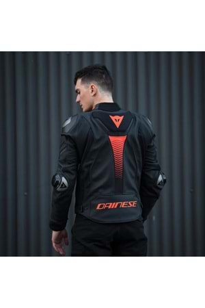 Dainese Super Speed 4 Black Matt Fluo Red Deri Ceket