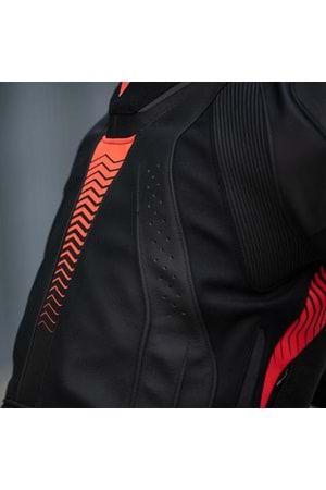 Dainese Super Speed 4 Black Matt Fluo Red Deri Ceket