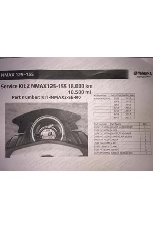 Nmax 125 Bakım Kiti 18.000 KM (2015-2020)