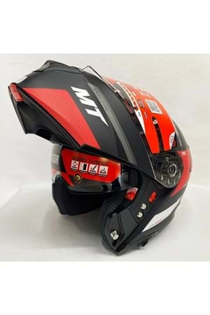MT Genesis Cave A5 Mat Kırmızı Siyah Çene Açılır Kask