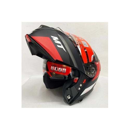 MT Genesis Cave A5 Mat Kırmızı Siyah Çene Açılır Kask