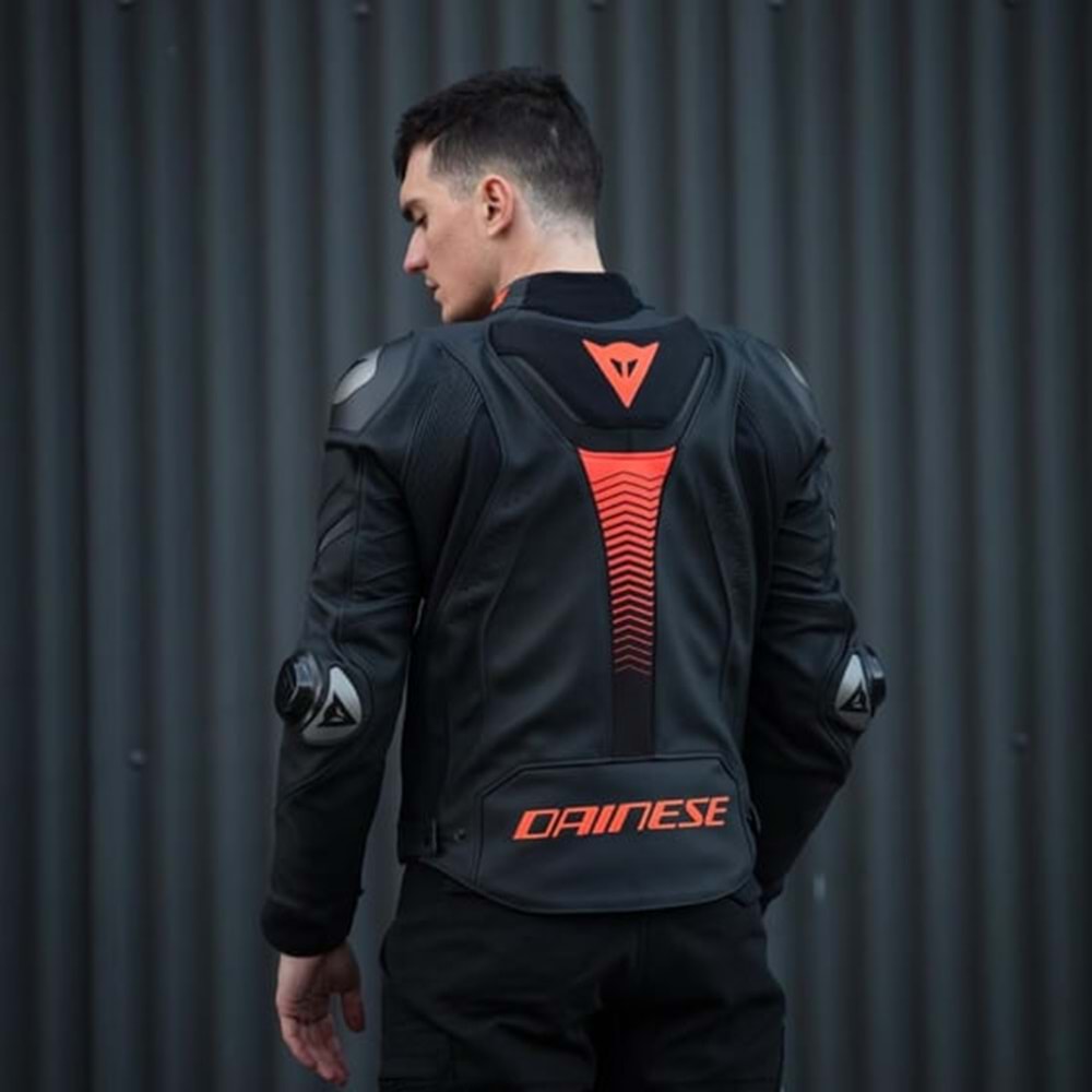 Dainese Super Speed 4 Black Matt Fluo Red Deri Ceket