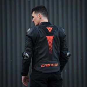 Dainese Super Speed 4 Black Matt Fluo Red Deri Ceket