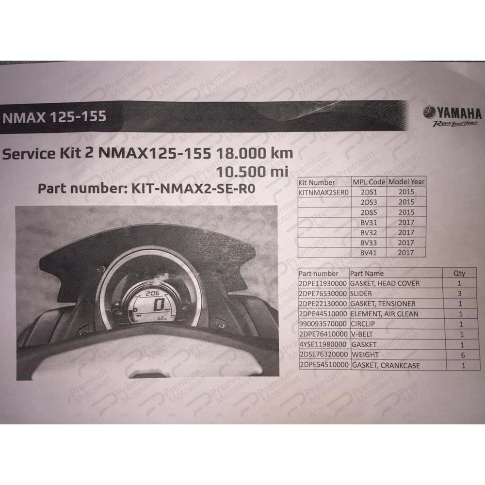Nmax 125 Bakım Kiti 18.000 KM (2015-2020)