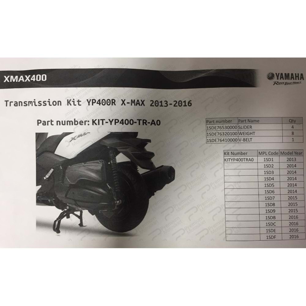 Xmax 400 Varyatör Bakım Kiti (2013-2016 Model Yılları)