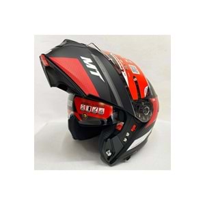 MT Genesis Cave A5 Mat Kırmızı Siyah Çene Açılır Kask